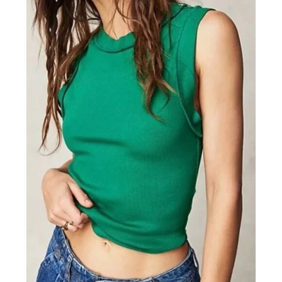 Free People Tops - 2/$50 Free People NWOT We The Free Kate Ribbed Stretch Tank Top Green Large